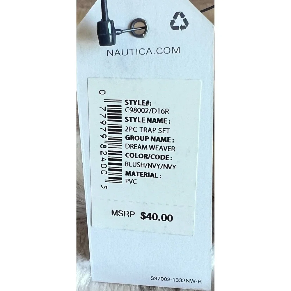 Nautica 2PC Trap Set Travel Cosmetic Makeup Bag Blush Navy‎ NWT